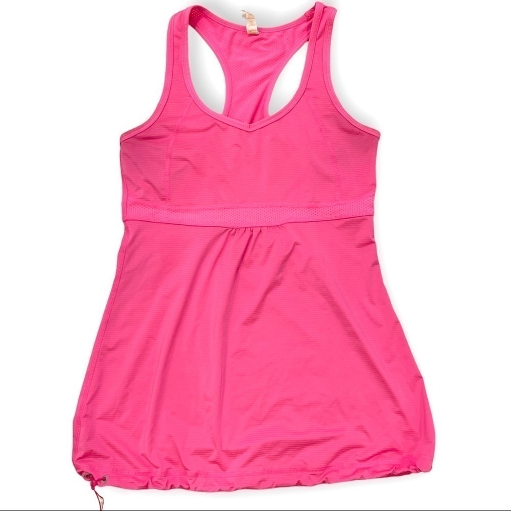 Lucy Hot pink racer back tank with drawstring hem, yoga athletic wear Small‌‌‌‌‌